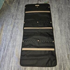 BAGSMART Hanging Jewelry Organizer Travel Roll Black Multiple Compartments